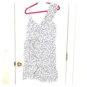 One Shoulder Navy Dot Ruffle Dress Lilly Pulitzer